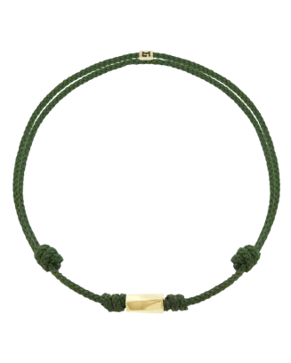 Pulseira Verde em Corda E Ouro Amarelo