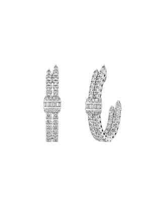 Brincos Ouro Branco e Diamantes