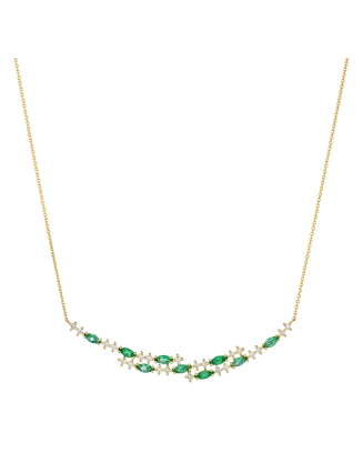 Colar Secret Bloom Ouro Amarelo, Esmeraldas e Diamantes