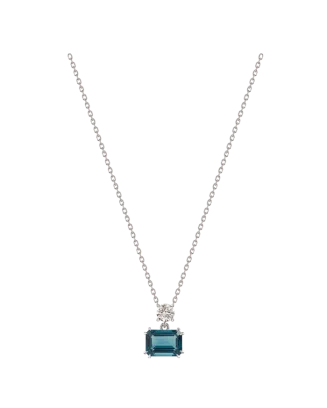 Colar Polaris Ouro Branco, Diamante e Top&aacute;zio
