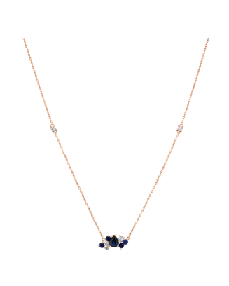 Colar Gooseberry Ouro Rosa, Safiras Azuis E Diamantes