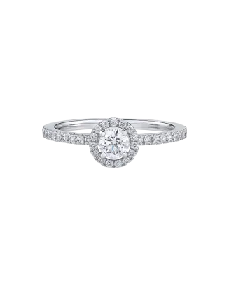 Anel Solit&aacute;rio Halo Ouro Branco 0.50ct