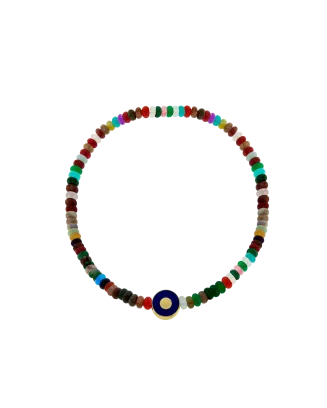 Pulseira Ouro Amarelo E Ágata Coloridas