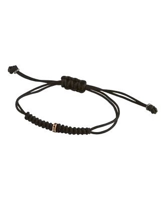 Pulseira Stopper Corda Preta E Ouro Rosa