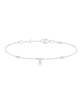 Bracelete Barra Ouro Branco e Diamantes