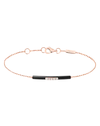 Pulseira Ouro Rosa, Preta E Diamantes