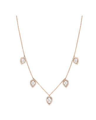 Colar Marquise Ouro Rosa E Diamantes