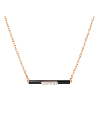 Colar Ouro Rosa, Preto E Diamantes