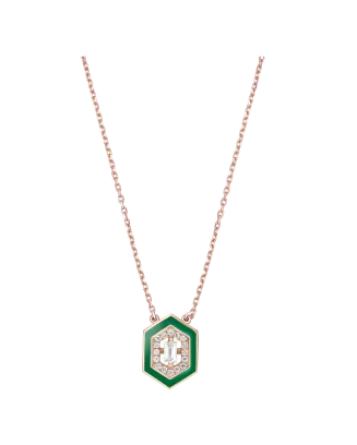 Colar Verde, Ouro Rosa E Diamantes