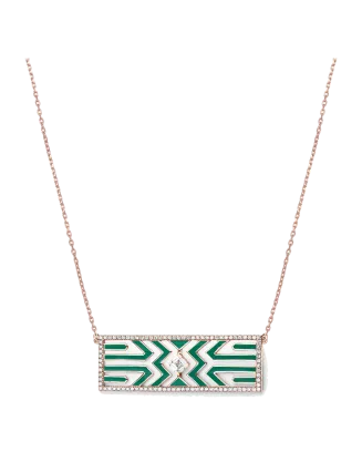 Colar Padrão Verde, Branco E Diamantes