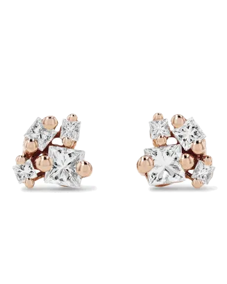 Brincos Ouro Rosa e Diamantes