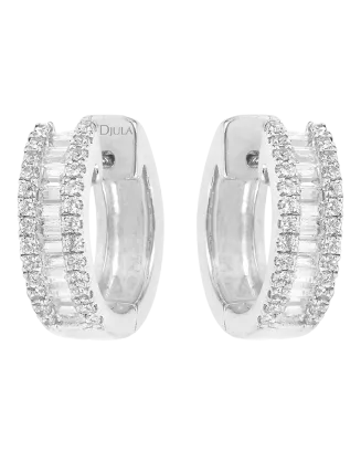 Brincos Argola Ouro Branco e Diamantes