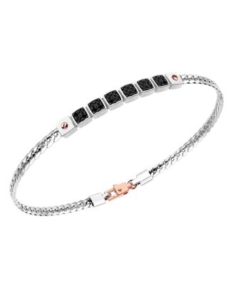 Pulseira Ouro Rosa, Branco E Diamantes