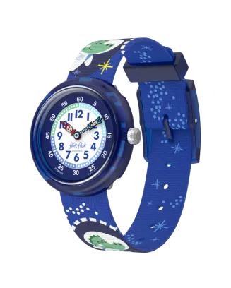 Rel&oacute;gio Flik Flak de crian&ccedil;a azul crocodilo