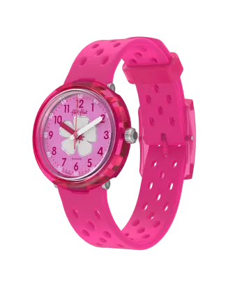Rel&oacute;gio Flik Flak de crian&ccedil;a rosa flor