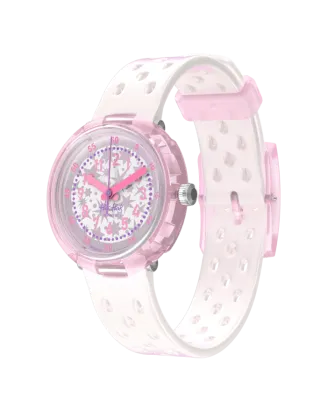 Rel&oacute;gio Flik Flak de crian&ccedil;a branco e rosa