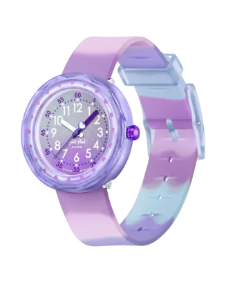 Rel&oacute;gio Flik Flak de crian&ccedil;a roxo e azul