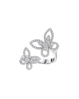Anel Butterfly Silhouette Ouro Branco E Diamantes