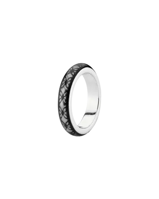 Anel de Prata  com Esmalte cinza  transp