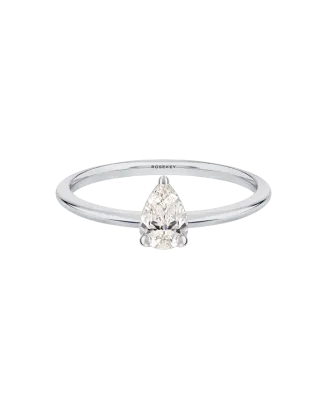 Anel Solit&aacute;rio Diamante Pera Ouro Branco 0.41ct