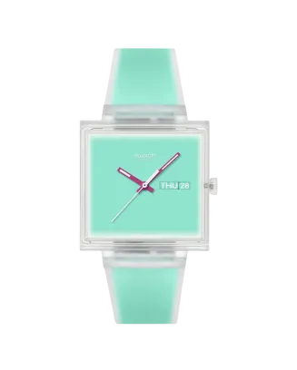 Rel&oacute;gio Swatch homem Verde Quadrado Data