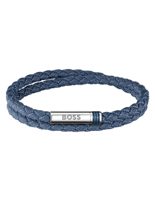 Pulseira Homem Aço e Pele Dupla