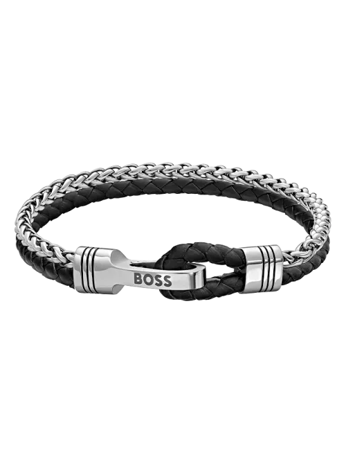 Pulseira Homem Aço e Pele Jaxon
