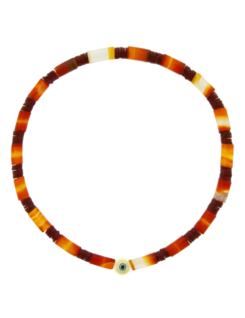 Pulseira Eye Ouro Amarelo E Ágata Vermelha