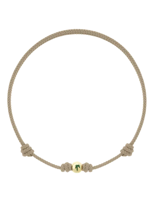 Pulseira Palm Tree Ouro Amarelo E Corda Taupe