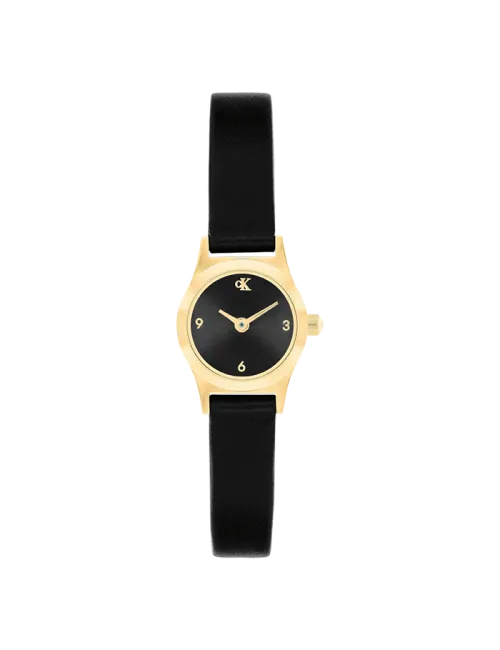 Relógio Senhora Preto e Dourado Pele