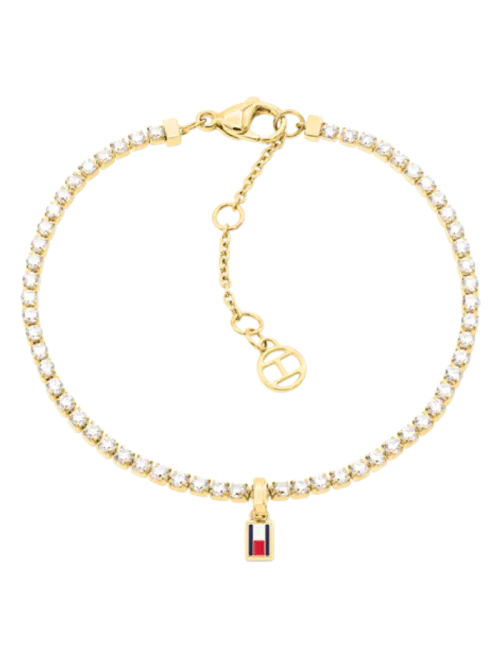 Pulseira Mulher Aço Dourado e Cristais