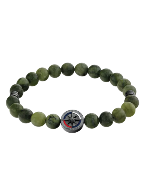Pulseira Homem Aço IP Cinza e Jade