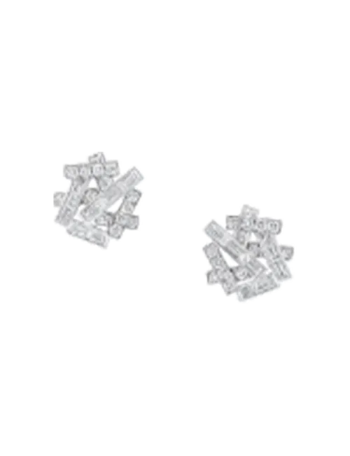 Brincos Threads Ouro Branco e Diamantes