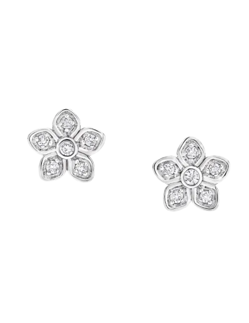 Brincos Wild Flower Petite Ouro Branco e Diamantes