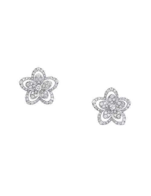 Brincos Wild Flower Ouro Branco e Diamantes