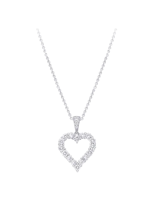 Colar Heart Silhouette Ouro Branco e Diamantes