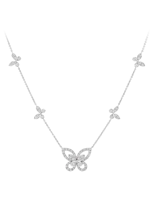 Colar Butterfly Silhouette Ouro Branco e Diamantes