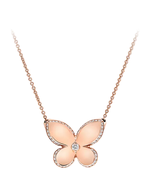 Colar Pendente Butterfly Ouro Rosa e Diamantes