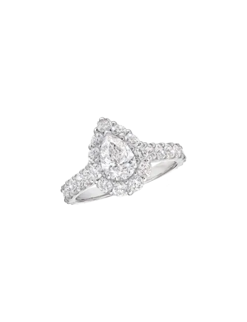 Anel Solitário Icon Pêra Ouro Branco e Diamantes