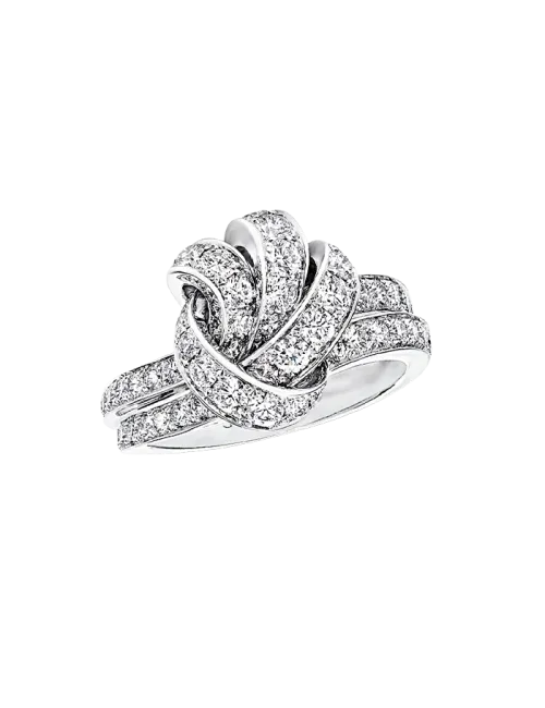 Anel Knot Ouro Branco e Diamantes