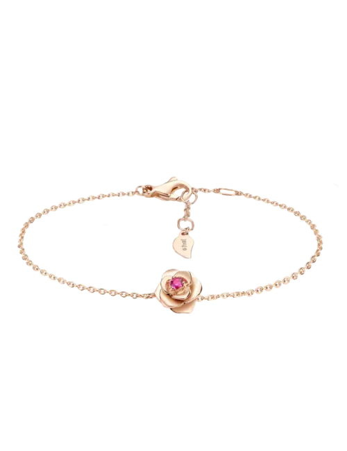 Pulseira Rose Ouro Rosa E Safira Rosa