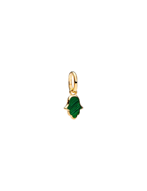 Mini-conta Pendente Mão Hamsa Verde