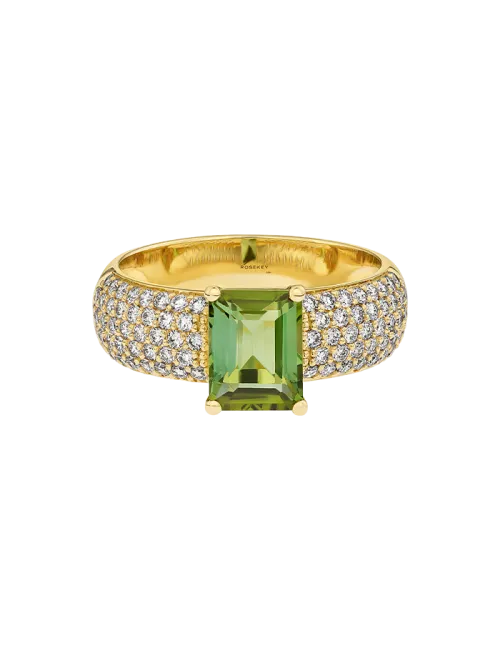 Anel Larkspur Ouro Amarelo Turmalina e Diamantes