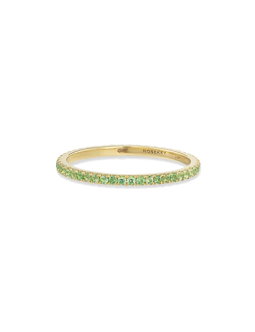 Anel Ouro Amarelo E Tsavorites Verdes Claras