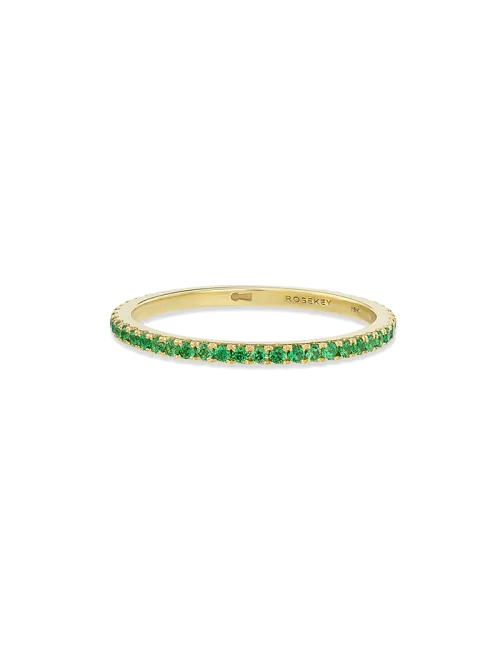 Anel Ouro Amarelo E Tsavorites Verdes Escuras