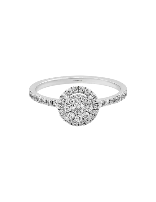Anel Épure Halo Ouro Branco e Diamantes