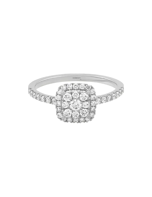Anel Épure Cushion Ouro Branco e Diamantes