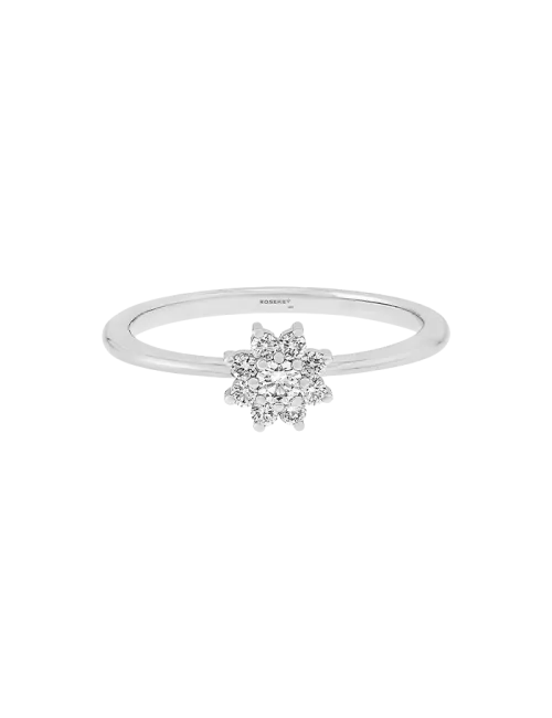 Anel Épure Fleur Ouro Branco e Diamantes