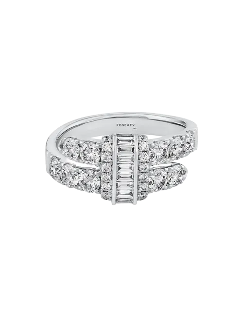 Anel Ouro Branco e Diamantes