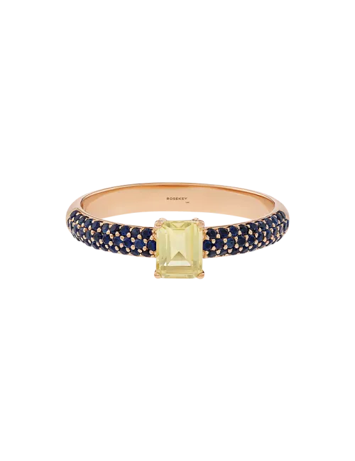 Anel Seet Briar Ouro Rosa Quartzo e Safiras